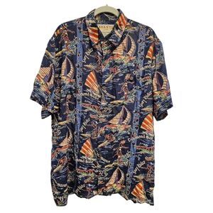 Vintage Avanti Hawaiian Short Sleeve Silk‎ Shirt Mens SZ XL